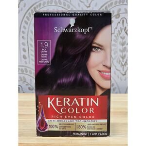 Schwarzkopf Keratin 1.9 Rich Caviar Permanent Hair Color Kit, Purple Burgundy